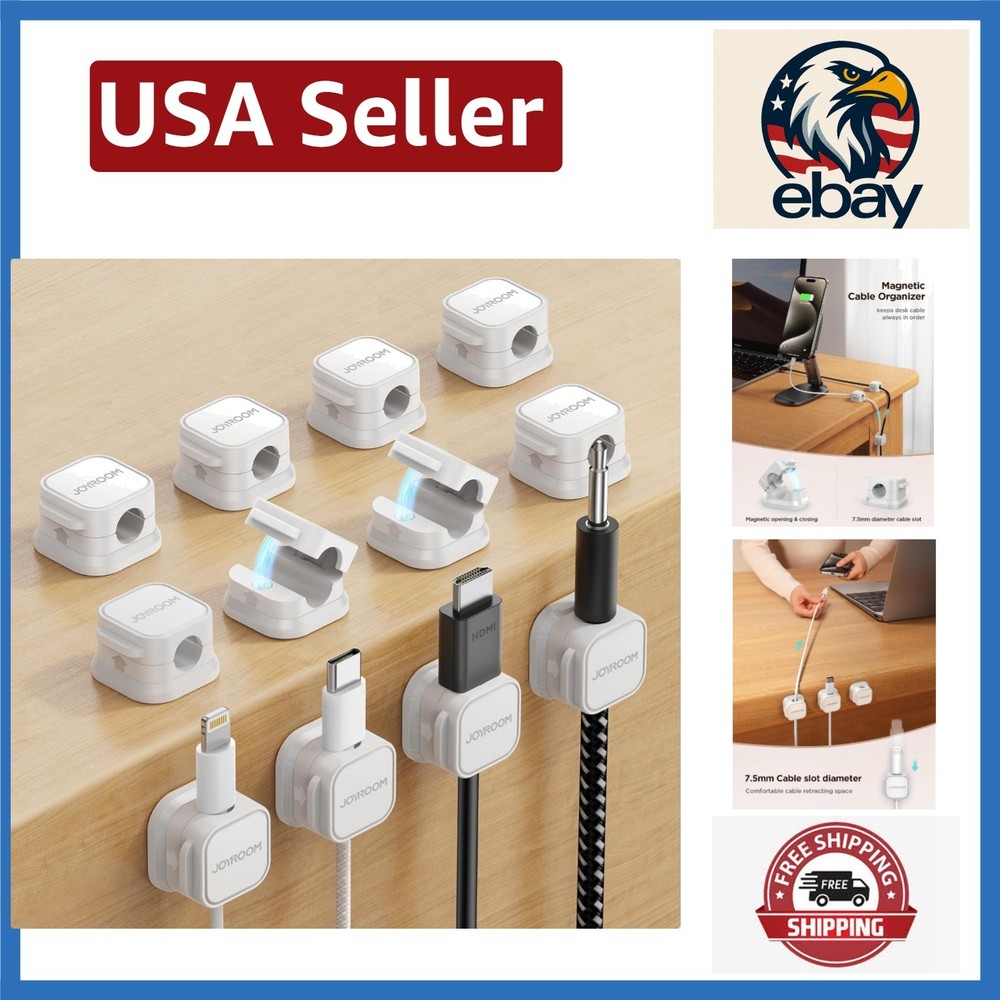 Space-Saving Magnetic Cable Clips - 12 Pack Adjustable Wire Management Solution