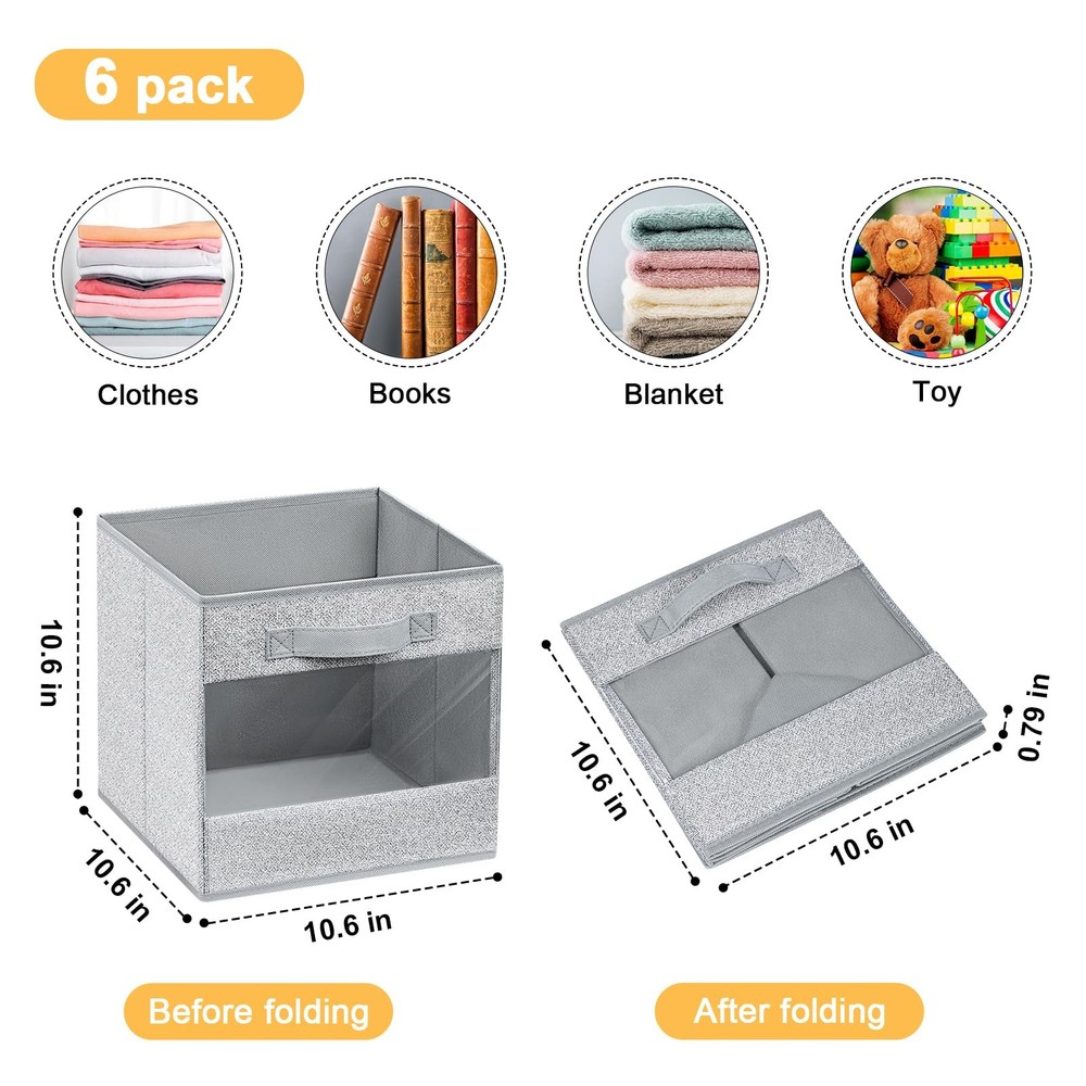 Cube Storage Bin 6 Pack Collapsible Storage Bins Cube Storage Organizer With Win