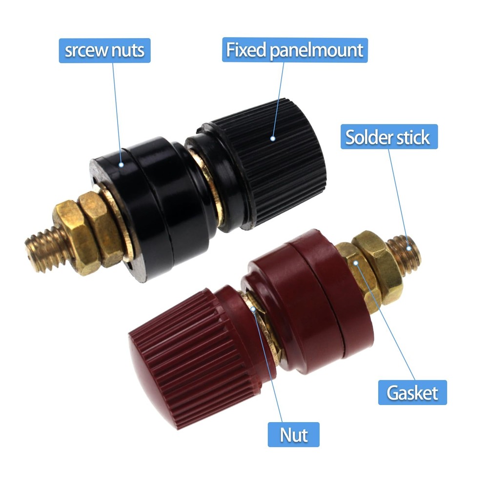 1/4" Copper Battery Terminal Studs, M6 Power Junction Post Connectors Kit 2Pcs