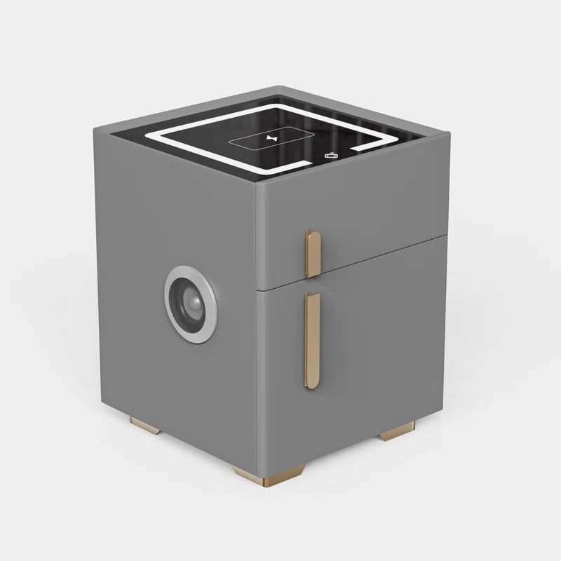 Dark Gray Smart Nightstand | Safe, Wireless Charging, Light & Speaker