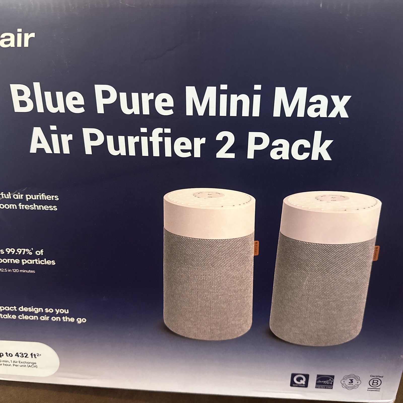 Blue Pure Mini Max Air Purifier, 2-pack By Blueair Open Box FREE Shipping