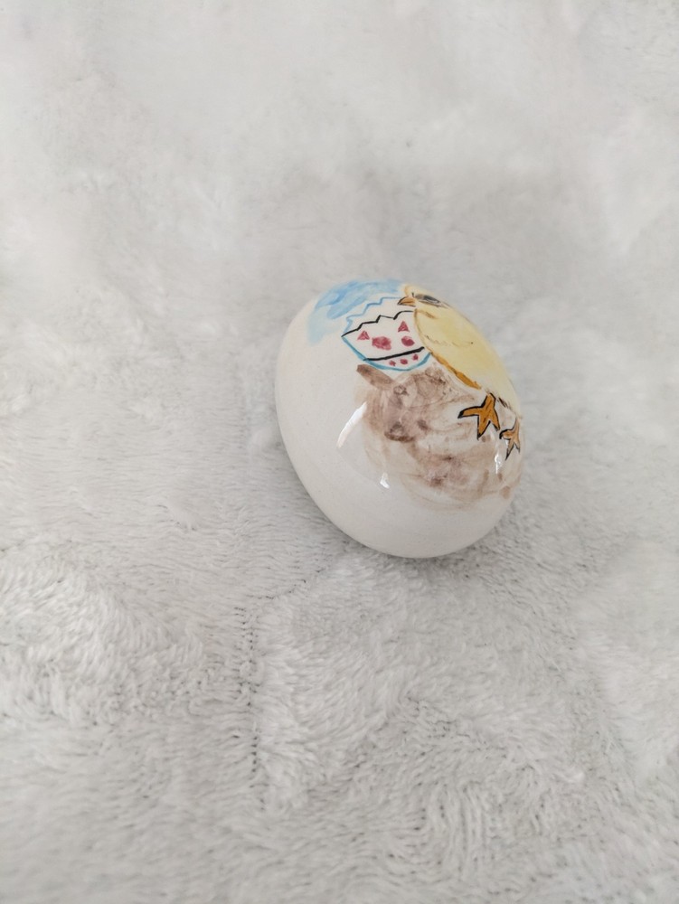 Hand Painted Baby Chick Ceramic Egg