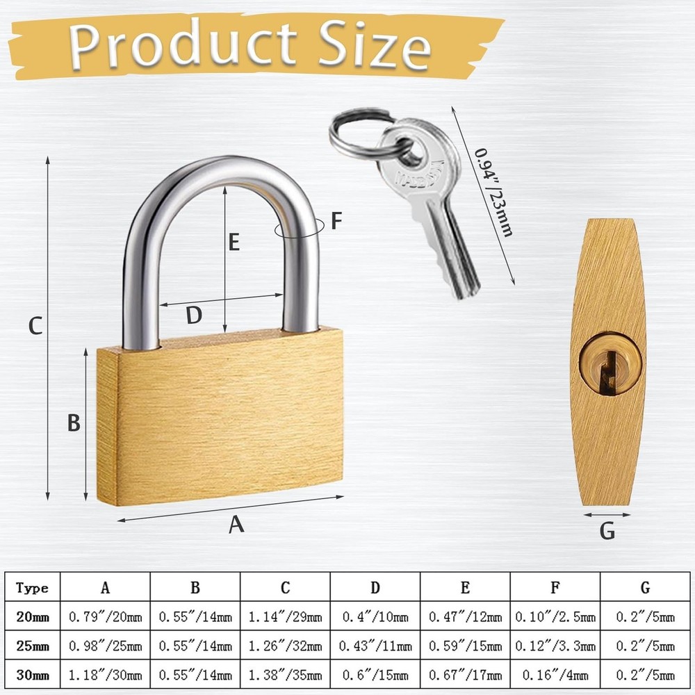 3 Pcs Small Solid Brass Locks with Keys, Mini Key Locks for Luggage Locks, Ba...