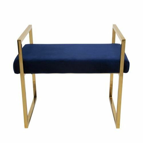 Navy and Gold Velvet Bench