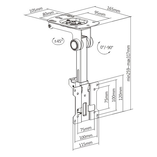 FOLDING CEILING TV MOUNT BRACKET LCD LED 13 14 17 19 22 24 27 FOR RV MOTOR HOME