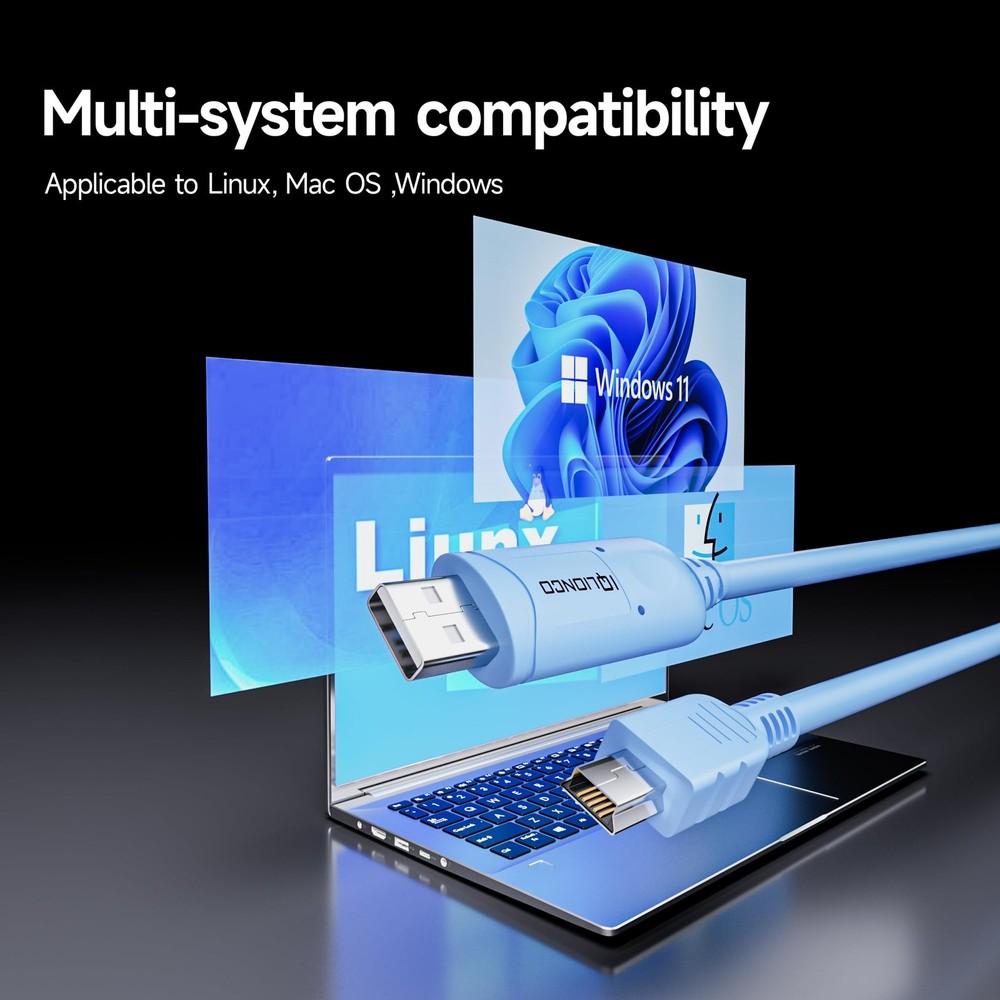 USB Type A to USB Type Mini B, Console Cable with FT232 Chipset (Blue,6FT)