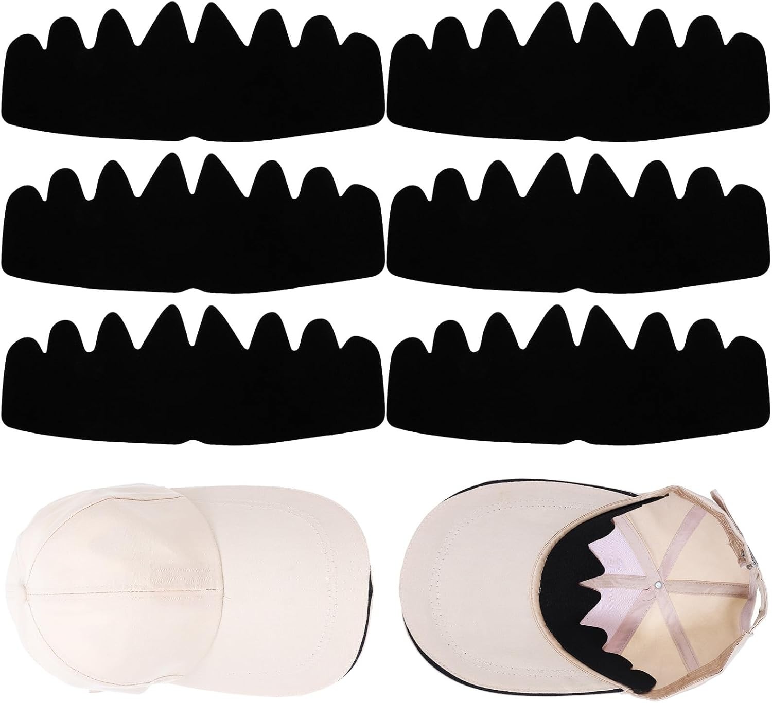6 Pcs Black Baseball Cap Inserts Shapers,Flexible Washable Hat Shaper Insert...