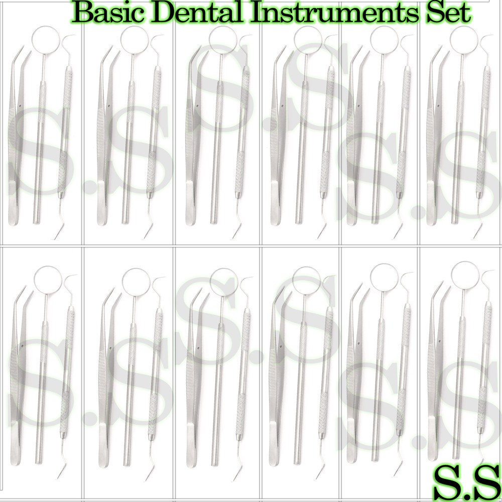 45 Basic Dental Instruments Set Tweezer Explorer Mirror plier German Grade