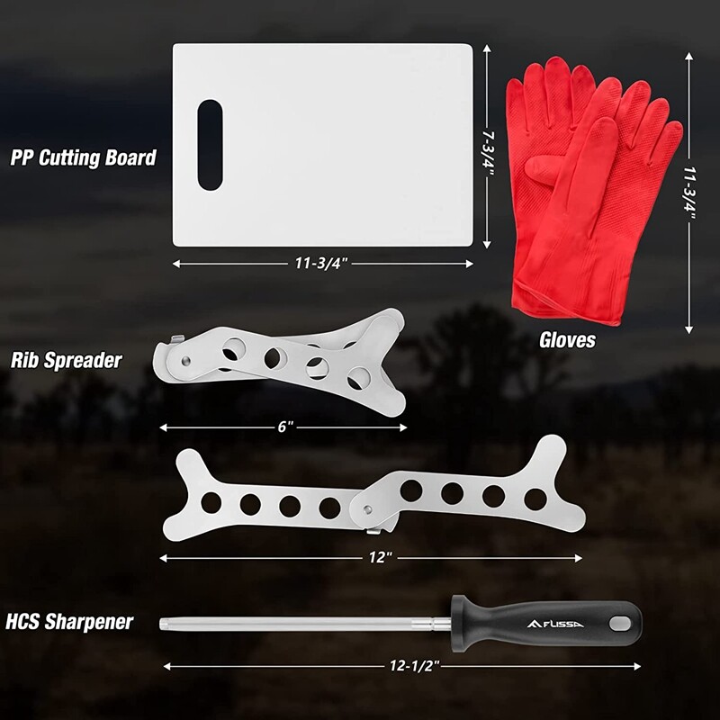 FLISSA Hunting Field Dressing Kit 10 Piece Hunting Knife Set with Skinning Knife