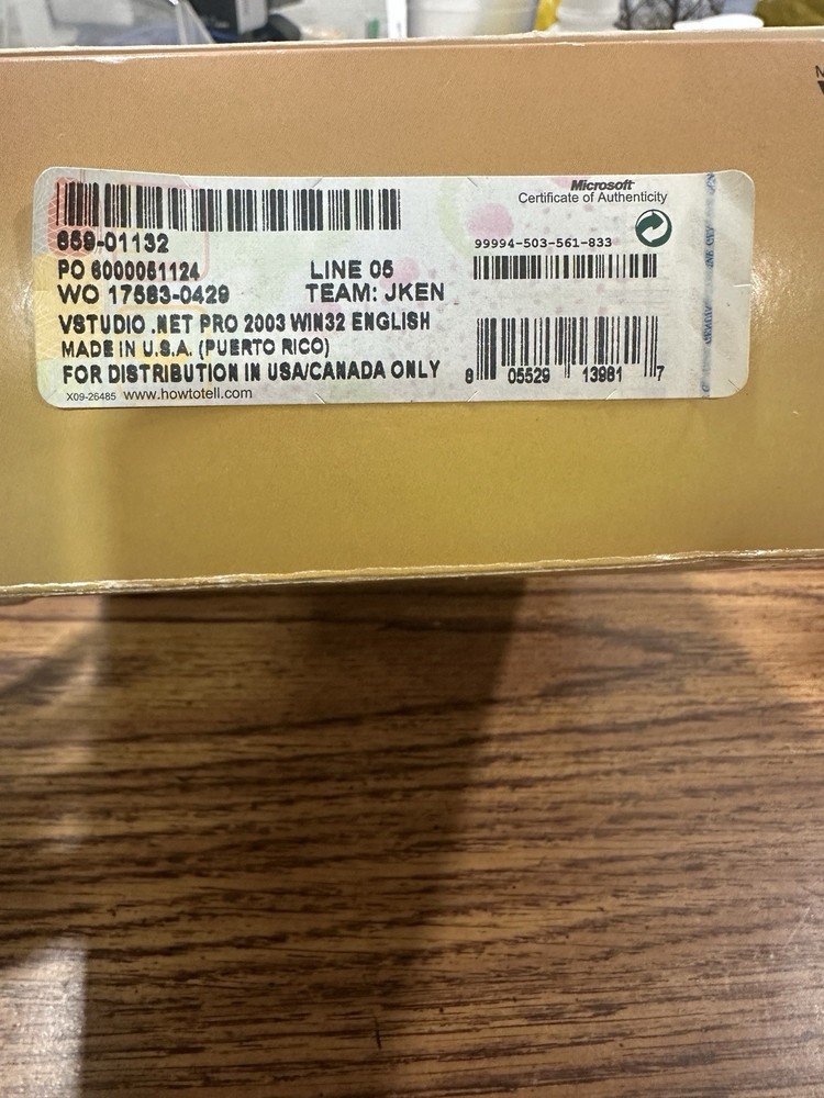 Microsoft Visual Studio .NET Professional 2003 (Retail) (1 User/s) - Full...