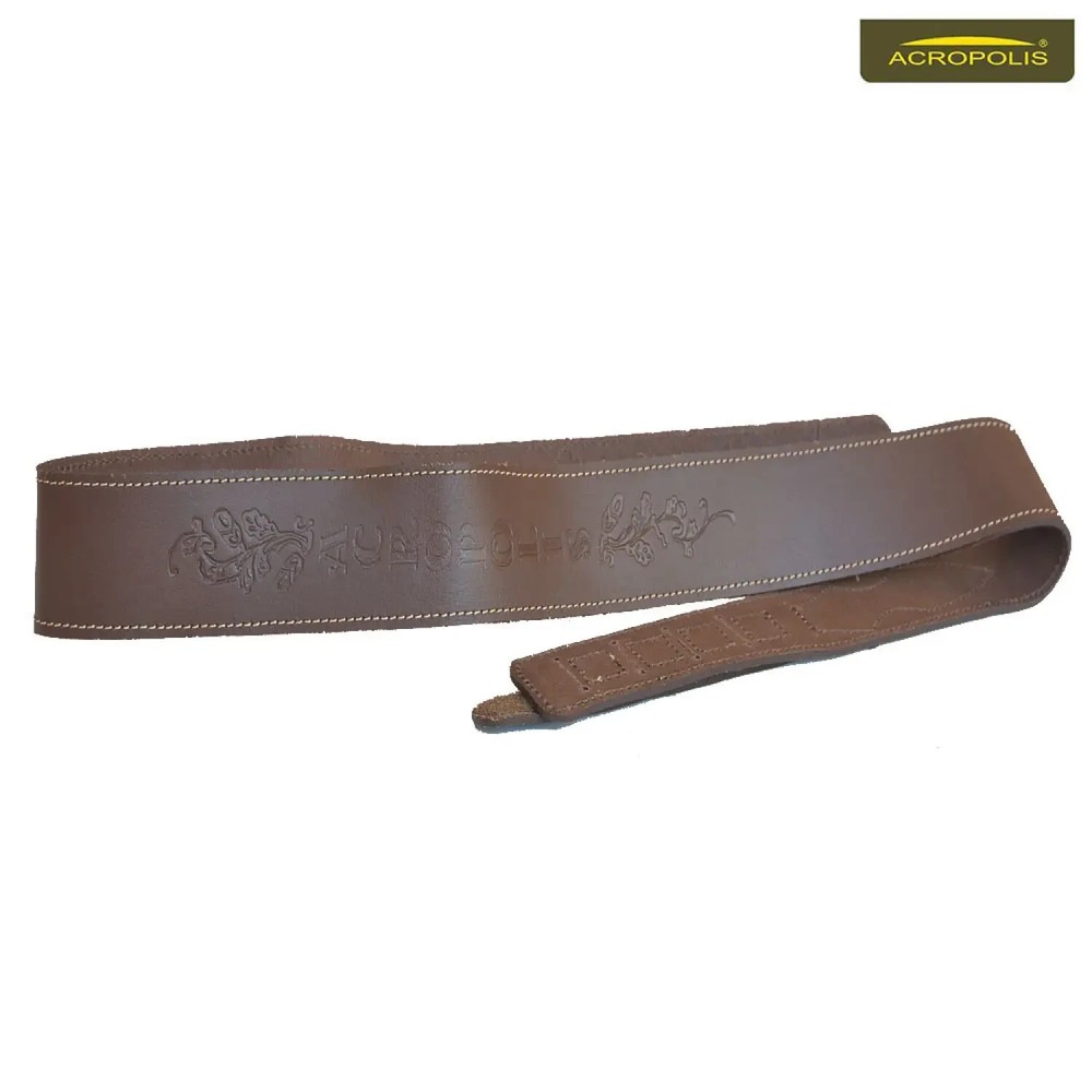 High-quality leather rifle sling with embossed design, practical, elegant