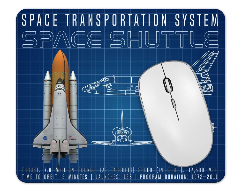 NASA Shuttle Atlantis Blueprint Mouse Pad 1/8 Thick