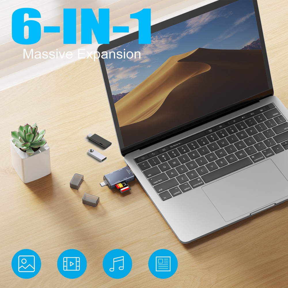 Card Reader USB 3.0 Type C SD TF Reader Writer OTG Adapter for Tablet 6 in 1 HUB