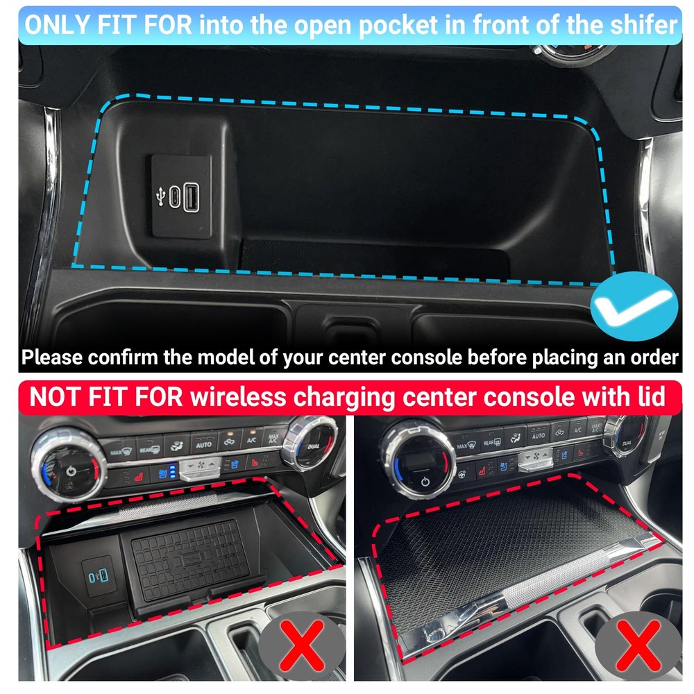 Sinminou Center Console Organizer Compatible Lid 2PC, Black