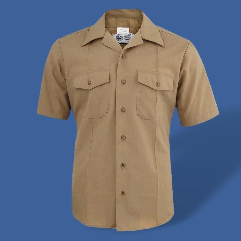 U.S MILITARY ISSUE NAVY MEN'S KHAKI DRESS SHIRT SHORT SLEEVE X-LARGE 18 NECK