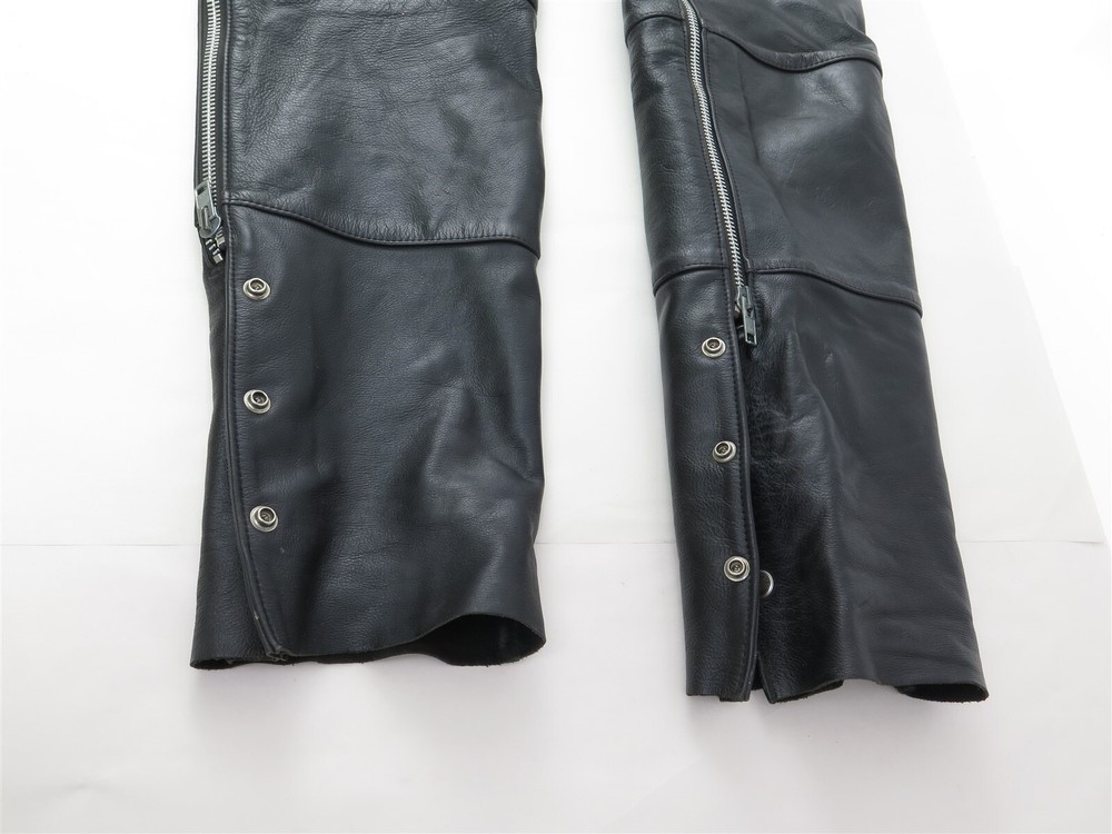 Harley Davidson Women's Size Medium Black Leather Chaps Basic Skins