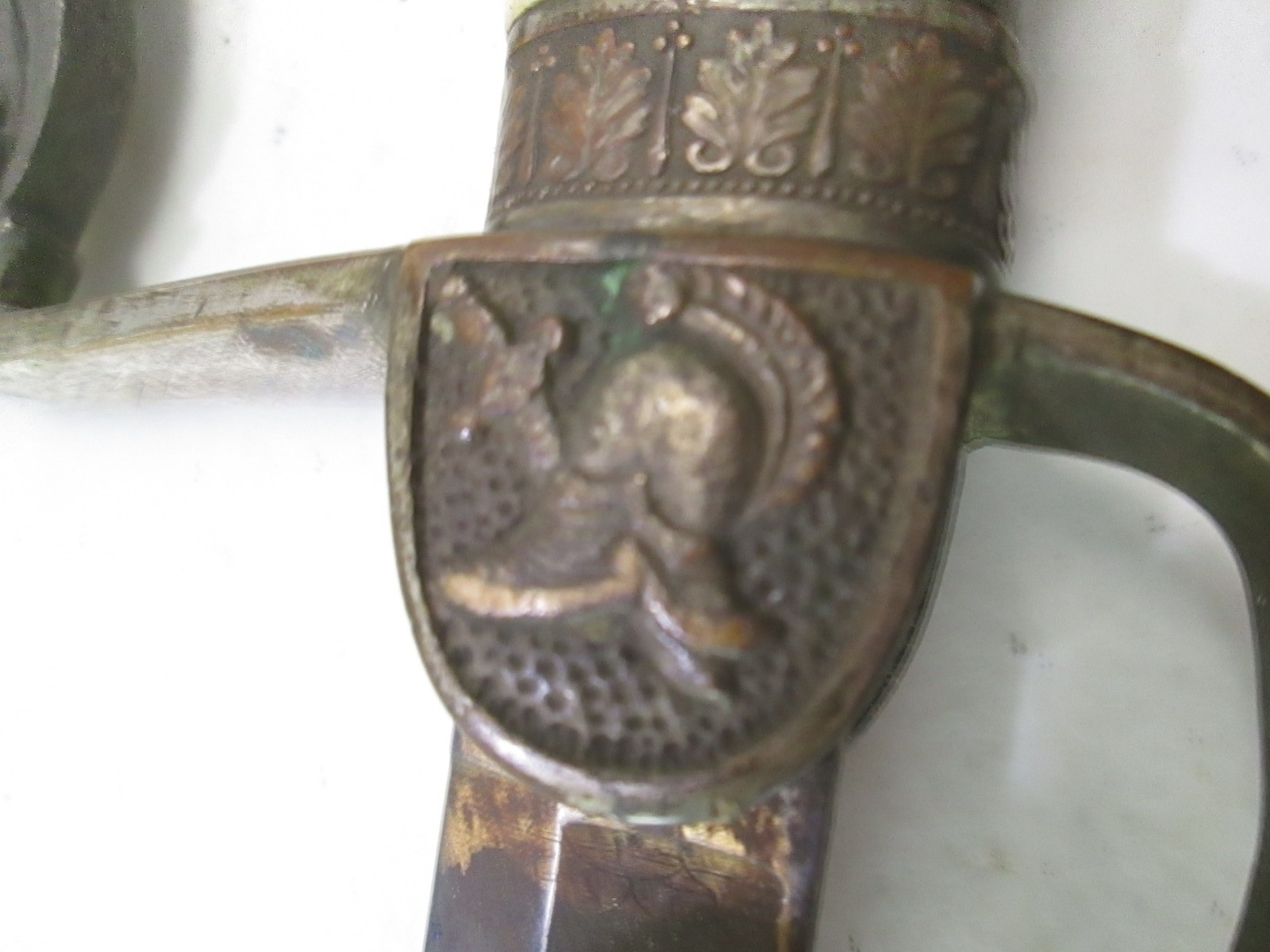 US MILITIA EAGLE HEAD WEST POINT SWORD NO SCABBARD BLUE AND GOLD ETCHED BLADE