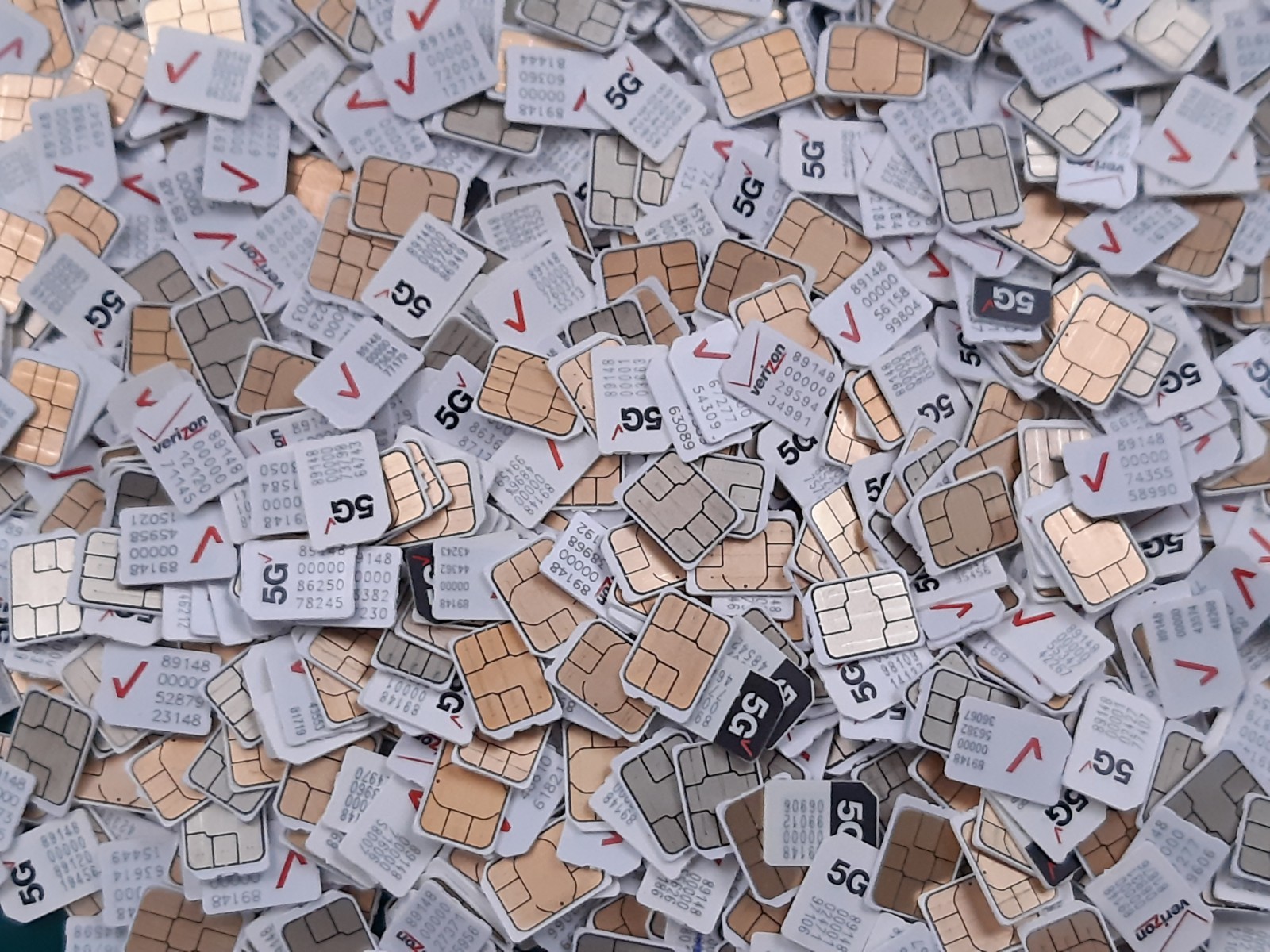 LOT OF 100 Used Nano Size Verizon SIM Cards for Testing/Gold Recovery