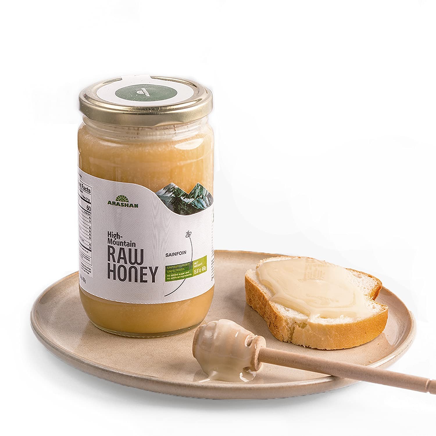 Sainfoin Raw Unfiltered Honey in Glass Jar, 15.87 Oz