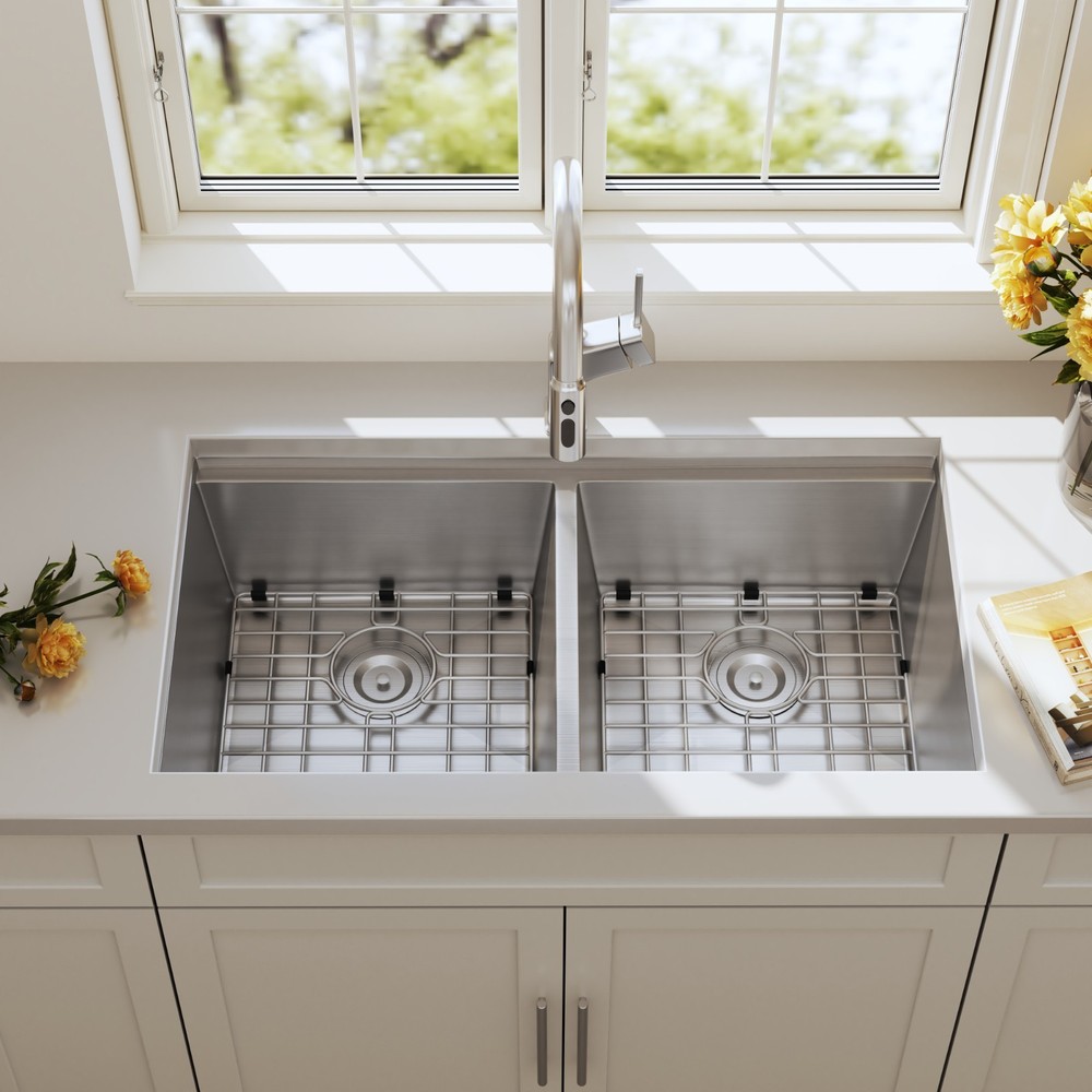 Quikore Rectangular Double Bowl Handmade Multiple Styles and Sizes Kitchen Sink