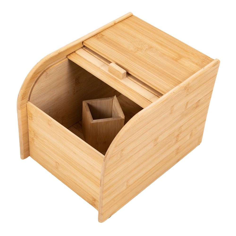 Bamboo Rice Storage Container Tabletop Rectangular Storage Container with Lid