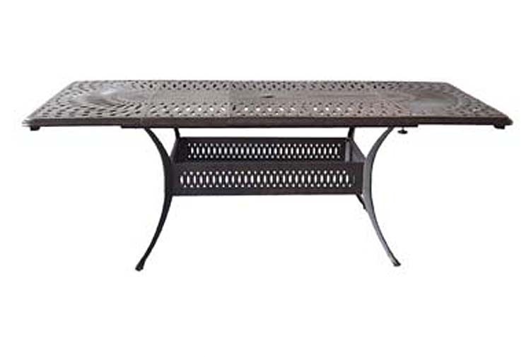 Patio outdoor dining table Santa Clara cast Aluminum rectangular extendable 132"