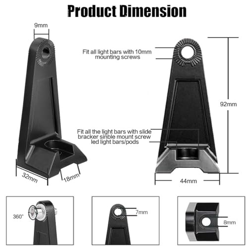 LED Light Bar Side Mounting Bracket Base Mounting Light Bar Adjust Bracket-Side