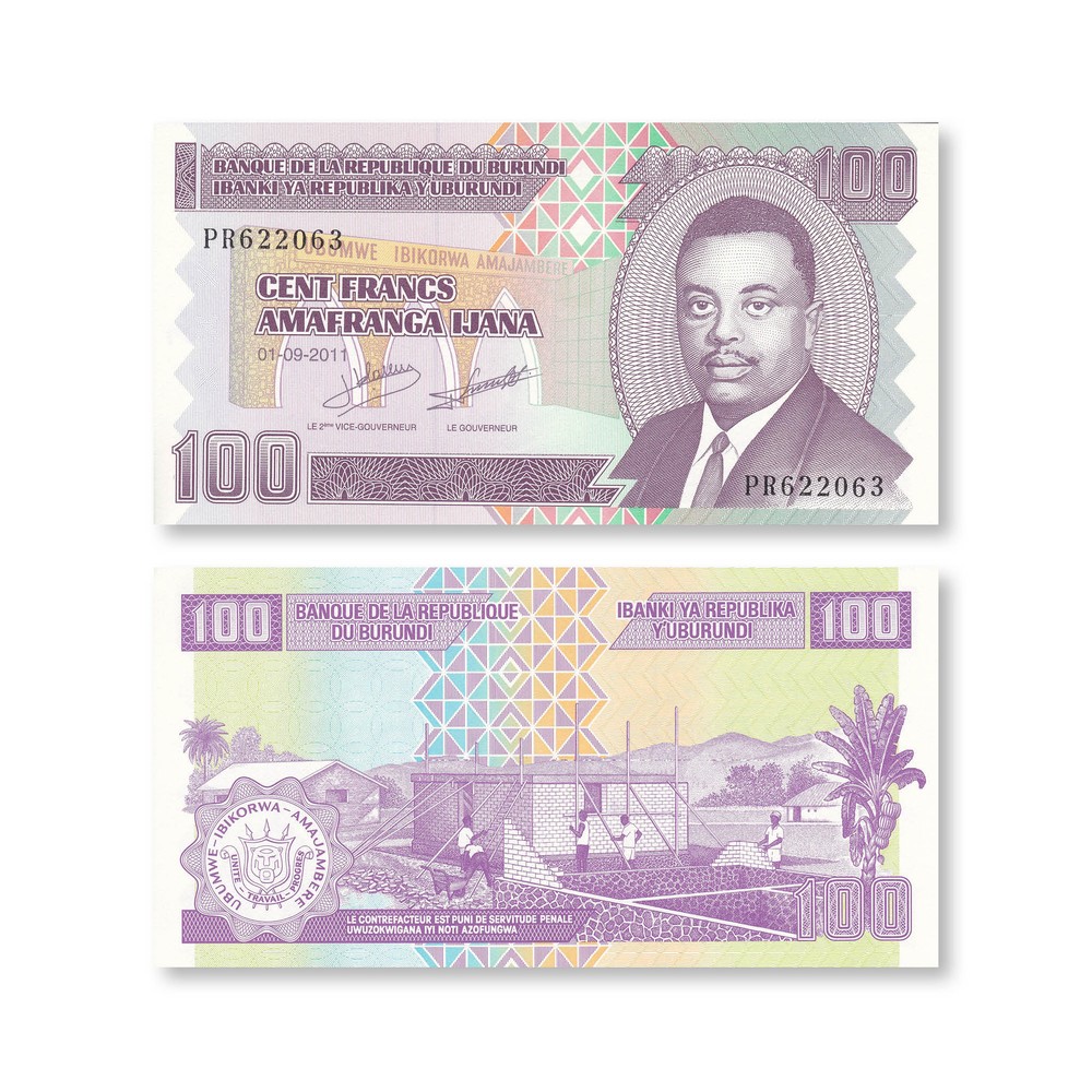 Burundi 100 Francs, 2011, B231b, P44b, UNC