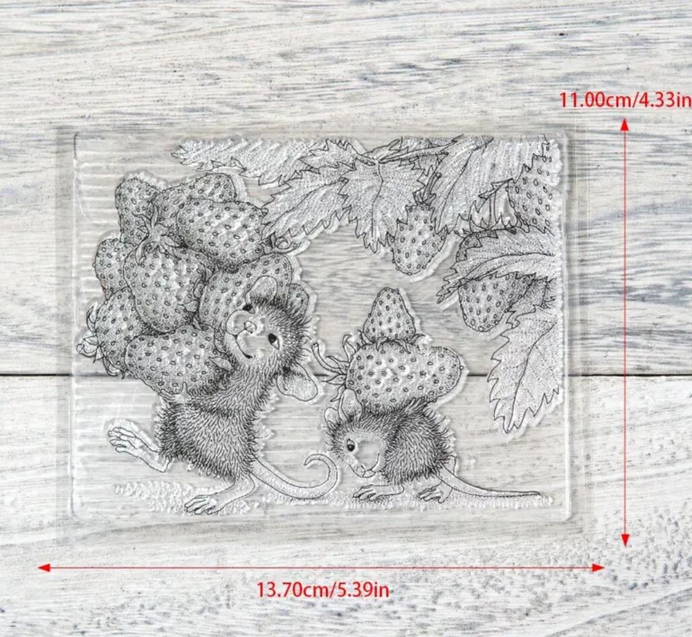 Strawberry Mouse Clear Cling Stamps