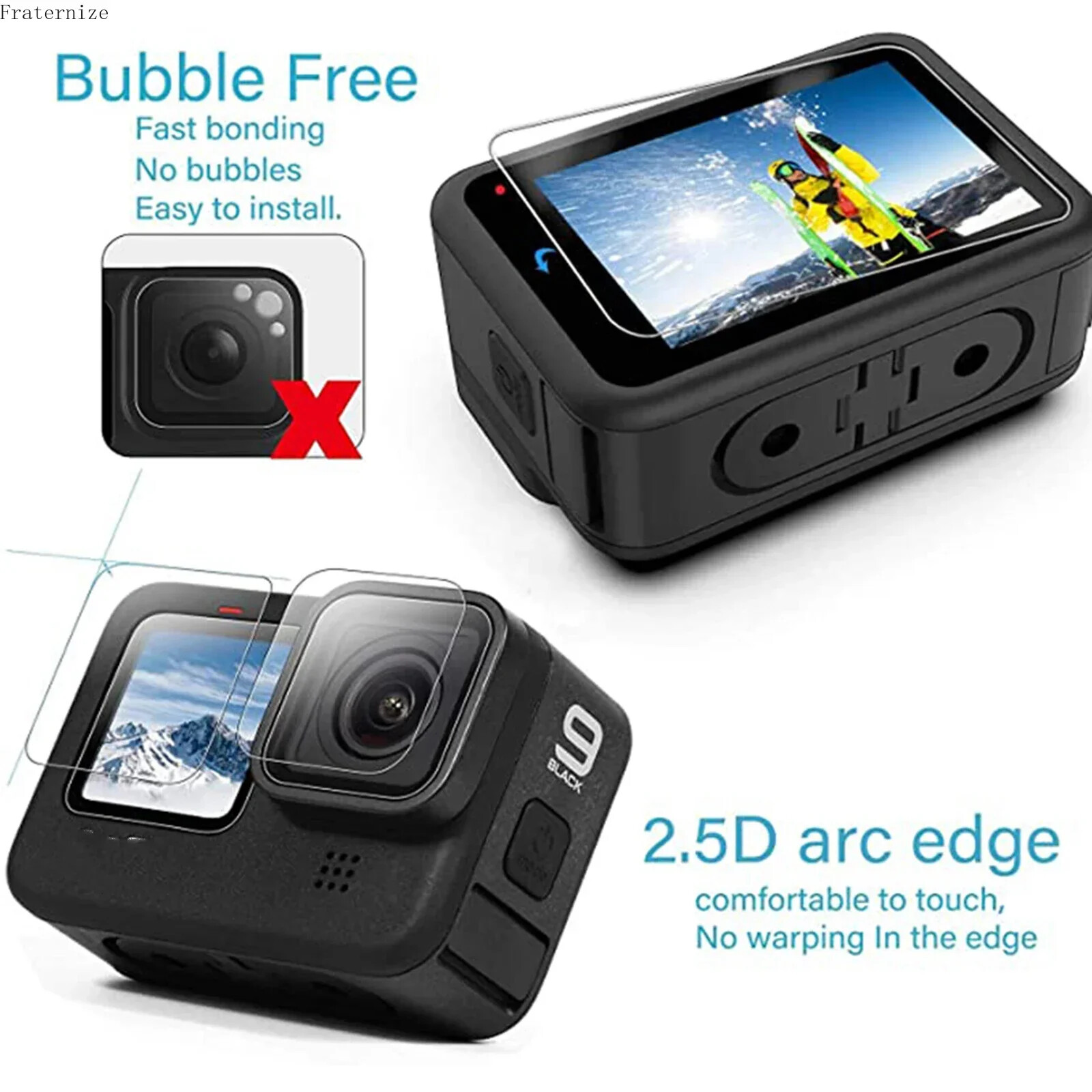 Black Silicone Case for GoPro Hero 12/11/10/9 Screen Protectors Lens Caps Kit