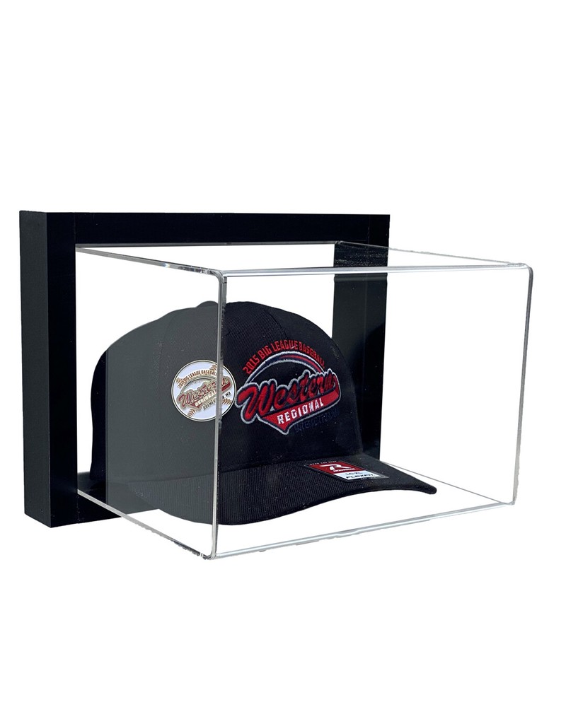 Framed Acrylic Wall Mount Hat Display Case UV Protecting Secure Mount