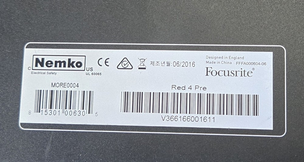 Focusrite Red 4 Pre Audio Interface Thunderbolt Dante Pro Tools HD