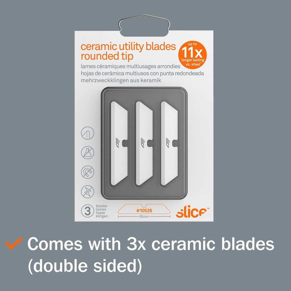 Slice Ceramic Replacement Blade Rounded Tip 1" Cutting Depth 3 Pack (10526)