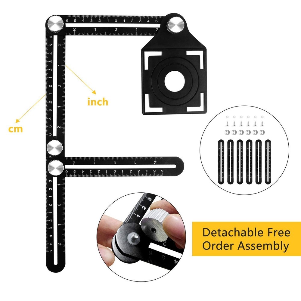 Precision Aluminum Alloy Multi-Function Six-Fold Ruler for Builders & Craftsmen