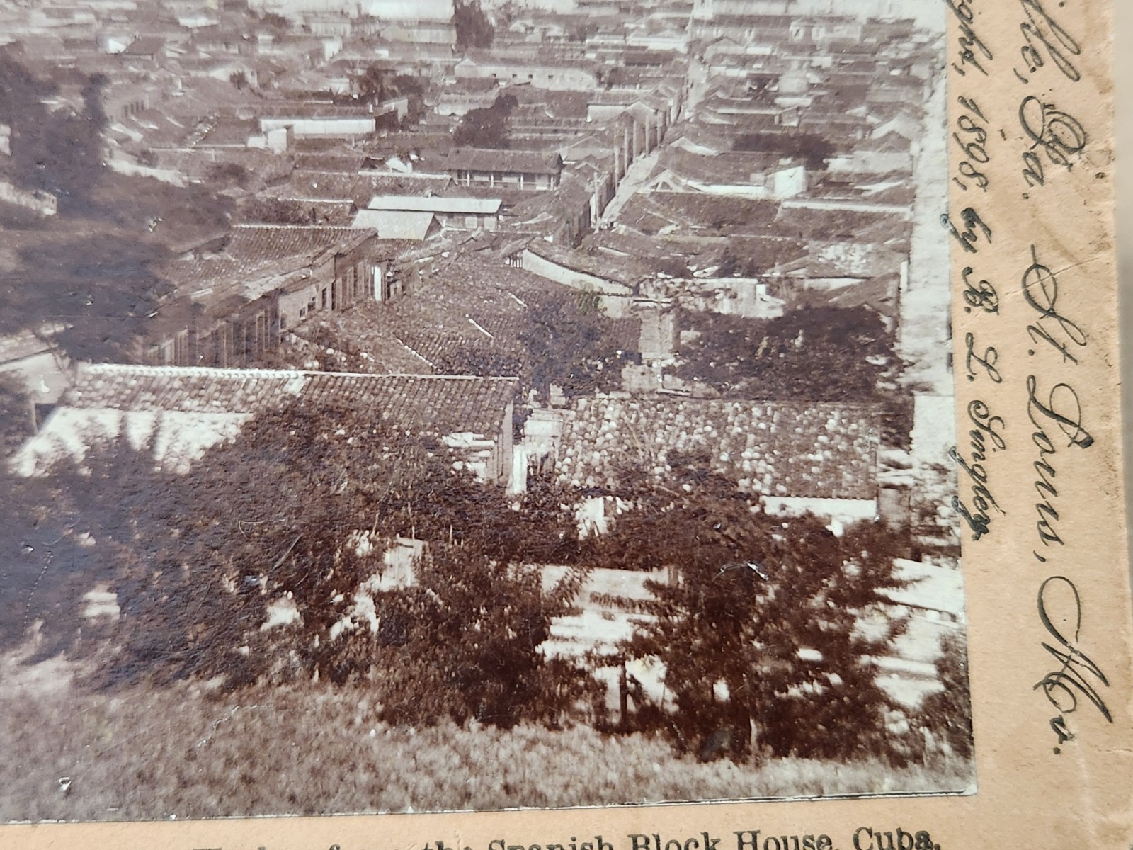 Vtg 1898 Keystone Stereoview Santiago Cuba Harbor Spanish Block House #9415