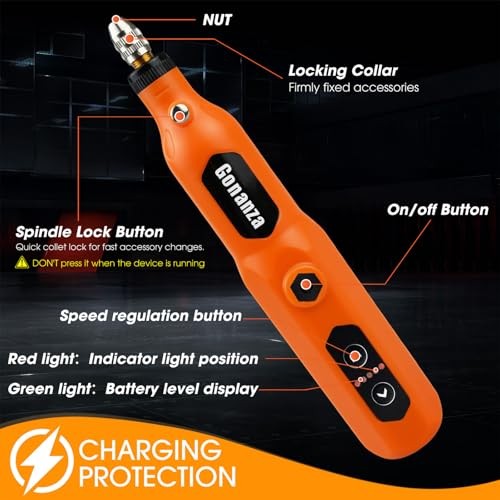 Mini Cordless Rotary Tool Kit with Case & 78 Pcs | 5-Speed Variable Orange