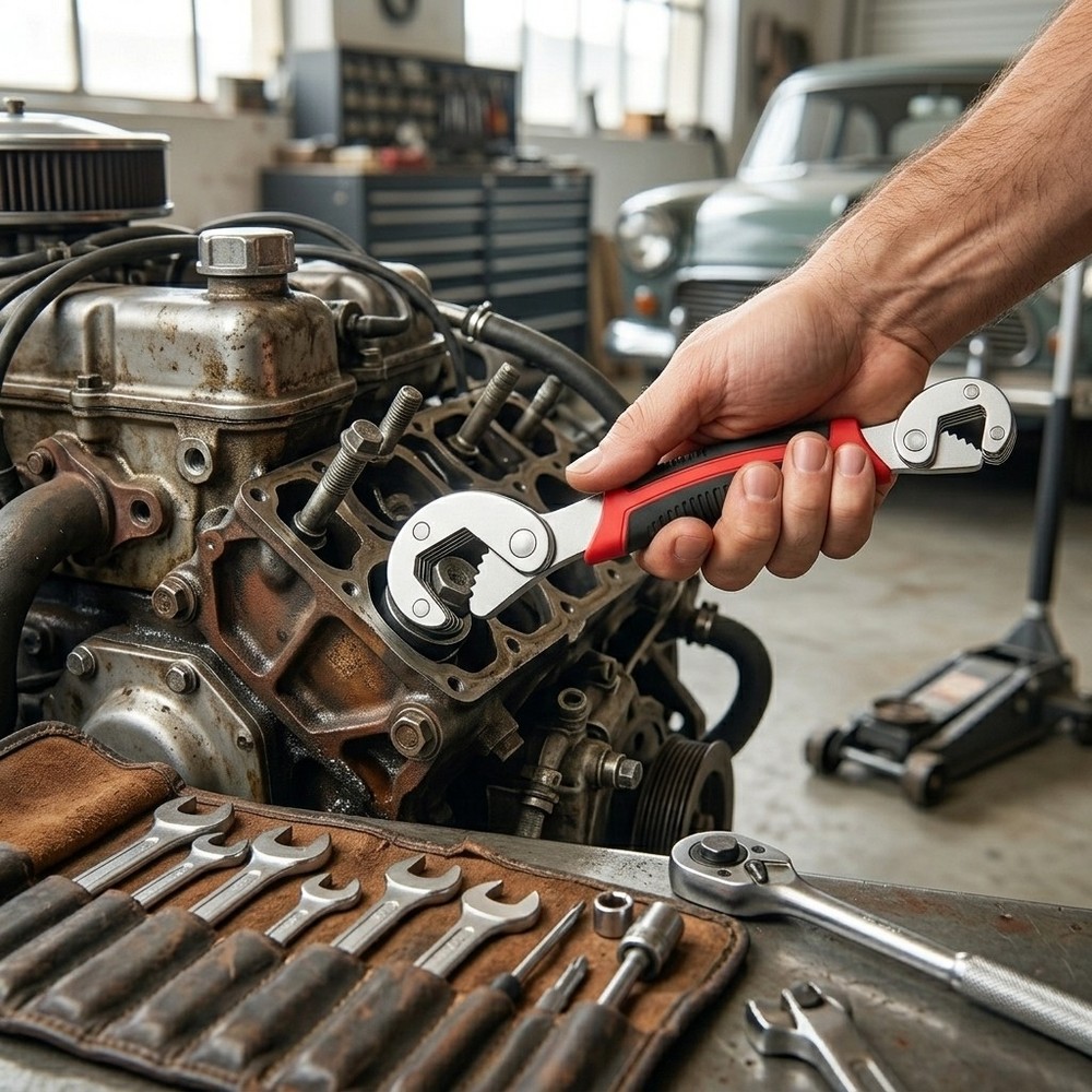 Heavy Duty Adjustable Universal Double Head Wrench, Multi Purpose Spanner Tool