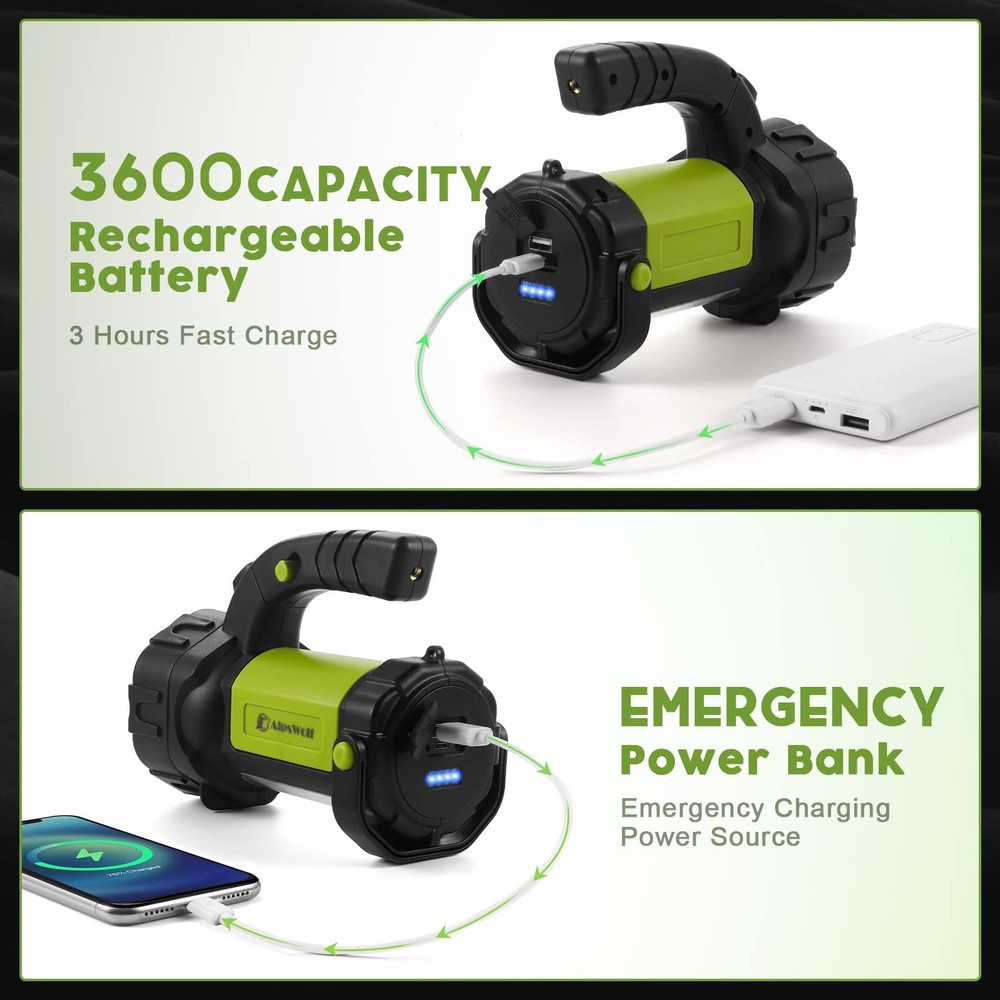AlpsWolf Camping Lantern Rechargeable, LED Flashlight ‎Green-1pack, Green