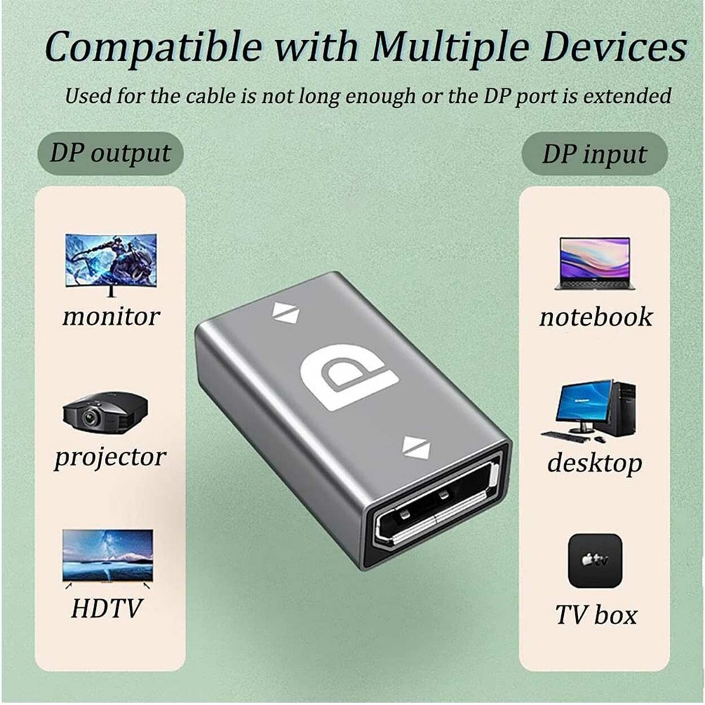 Displayport DP Female Coupler Adapter Convertor for DP Cable Extension Transfer