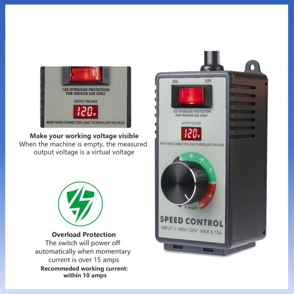 Professional AC Motor Speed Controller 120V for Inductive and Resistive Loads