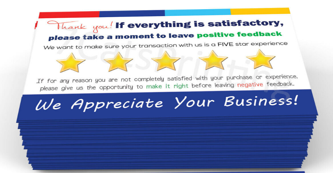 Thank You Cards for eBay Sellers 200 Pack