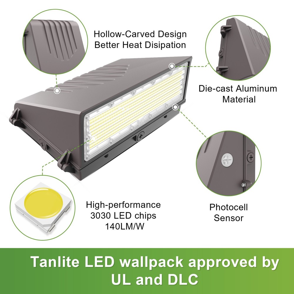 Full Cut Off LED Wall Pack Light with Photocell Sensor Wattage & CCT Selectable