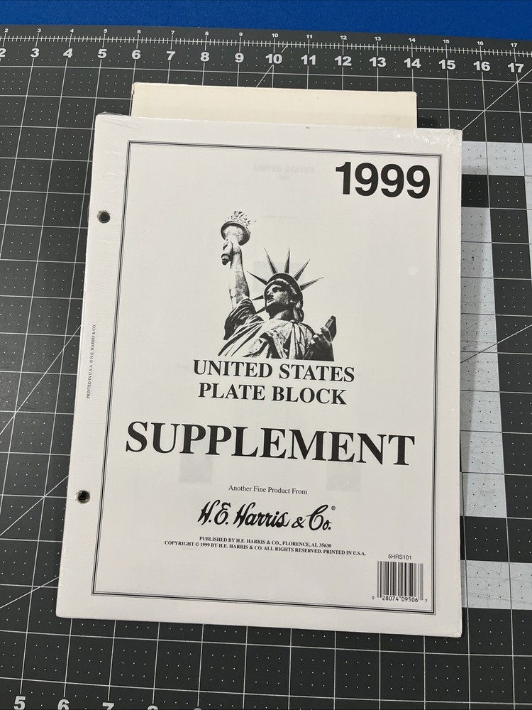 H.E. Harris United States Plate Block Album 1999 Supplement Stamp Pages - New