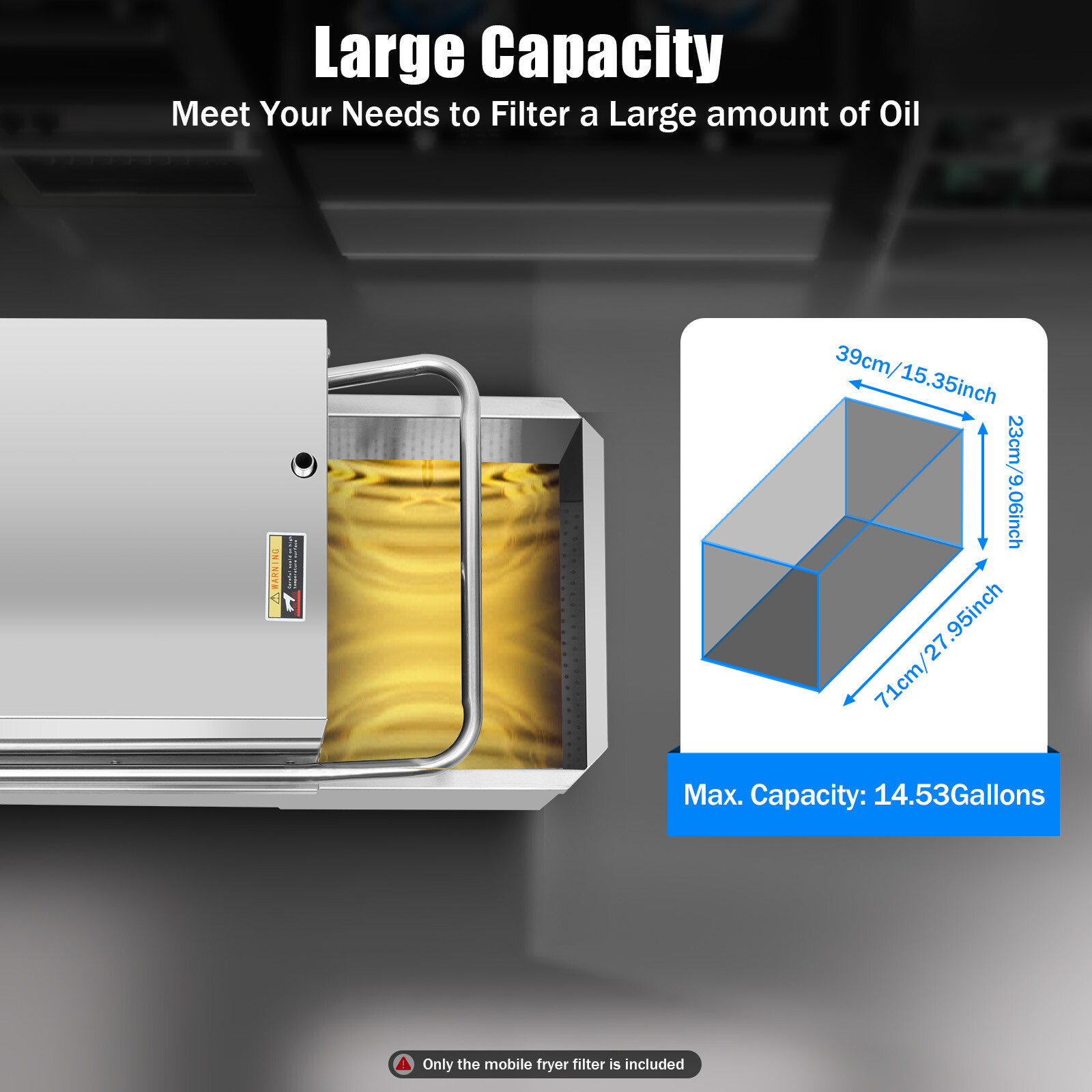 55L Commercial Fryer Oil Filter Cart Machine Portable Fried Filtration System