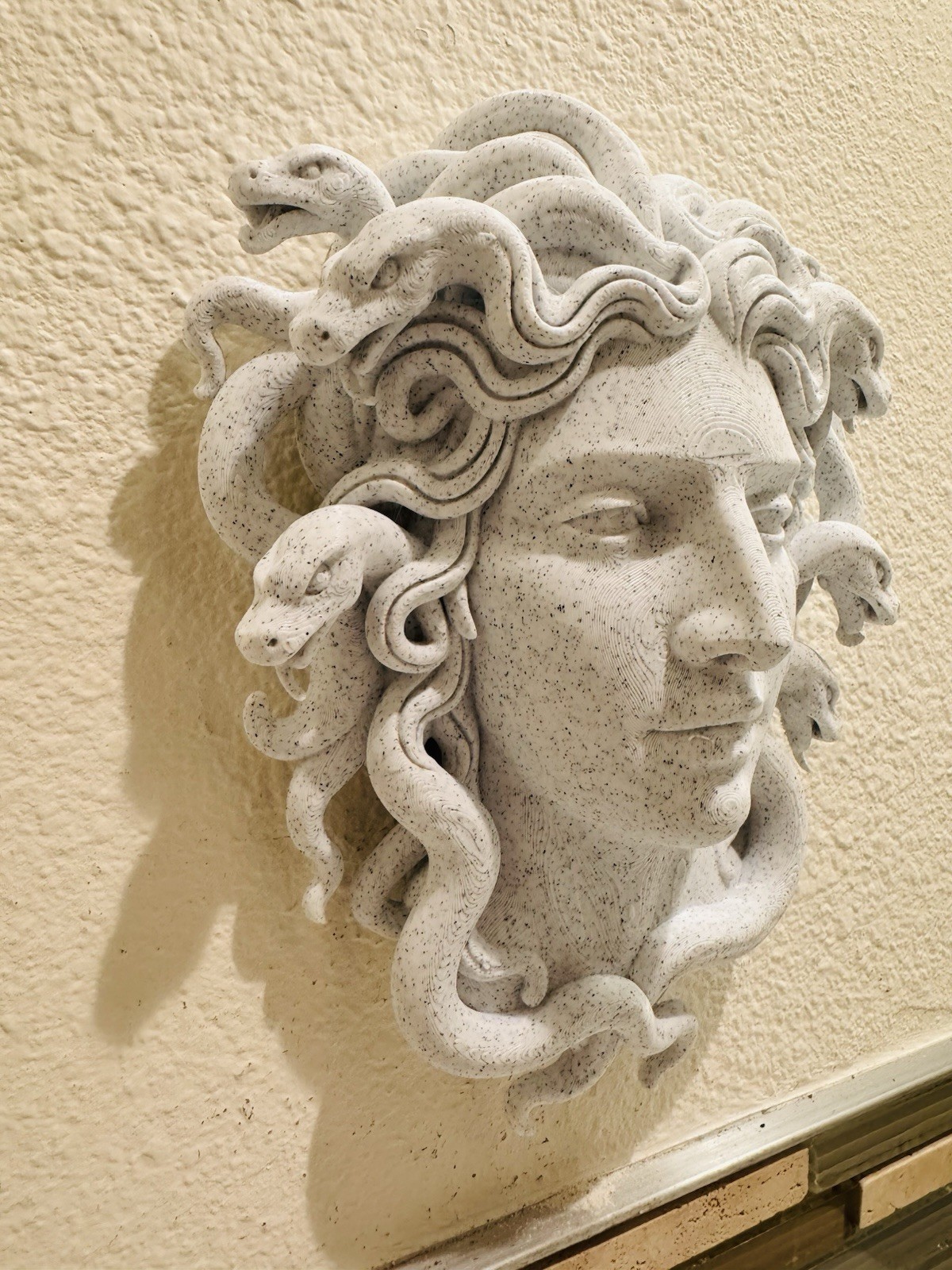 Medusa 9” Wall Sculpture Greek Mythology Art | Stone Look Gorgon Face Decor