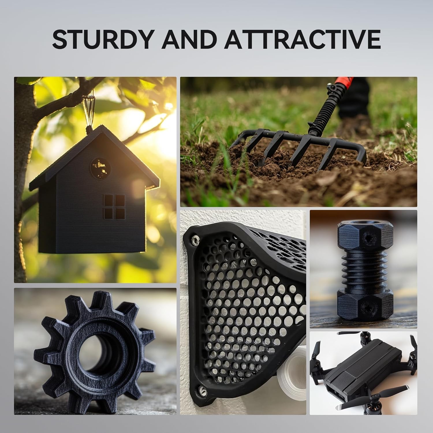 SUNLU Carbon Fiber PETG 3D Printer Filament 1.75mm PETG-CF 1KG,10% short fiber