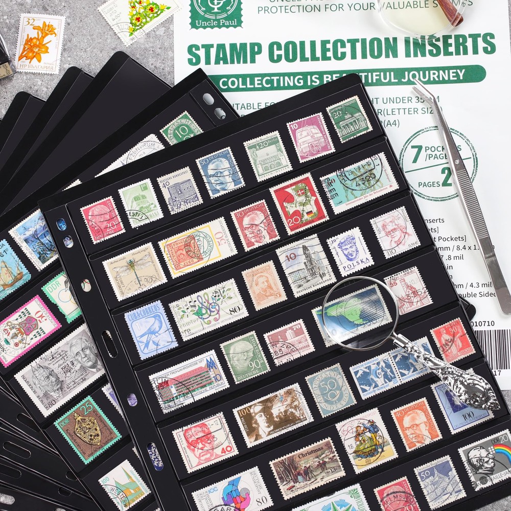 20 Sheets Stamp Pages Collector Stamp Collecting Album Binder Standard 9 Hole...