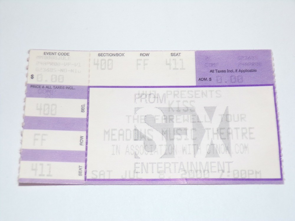 KISS Ticket Stub 2000 Farewell Concert Tour Hartford Connecticut Vintage Kiss