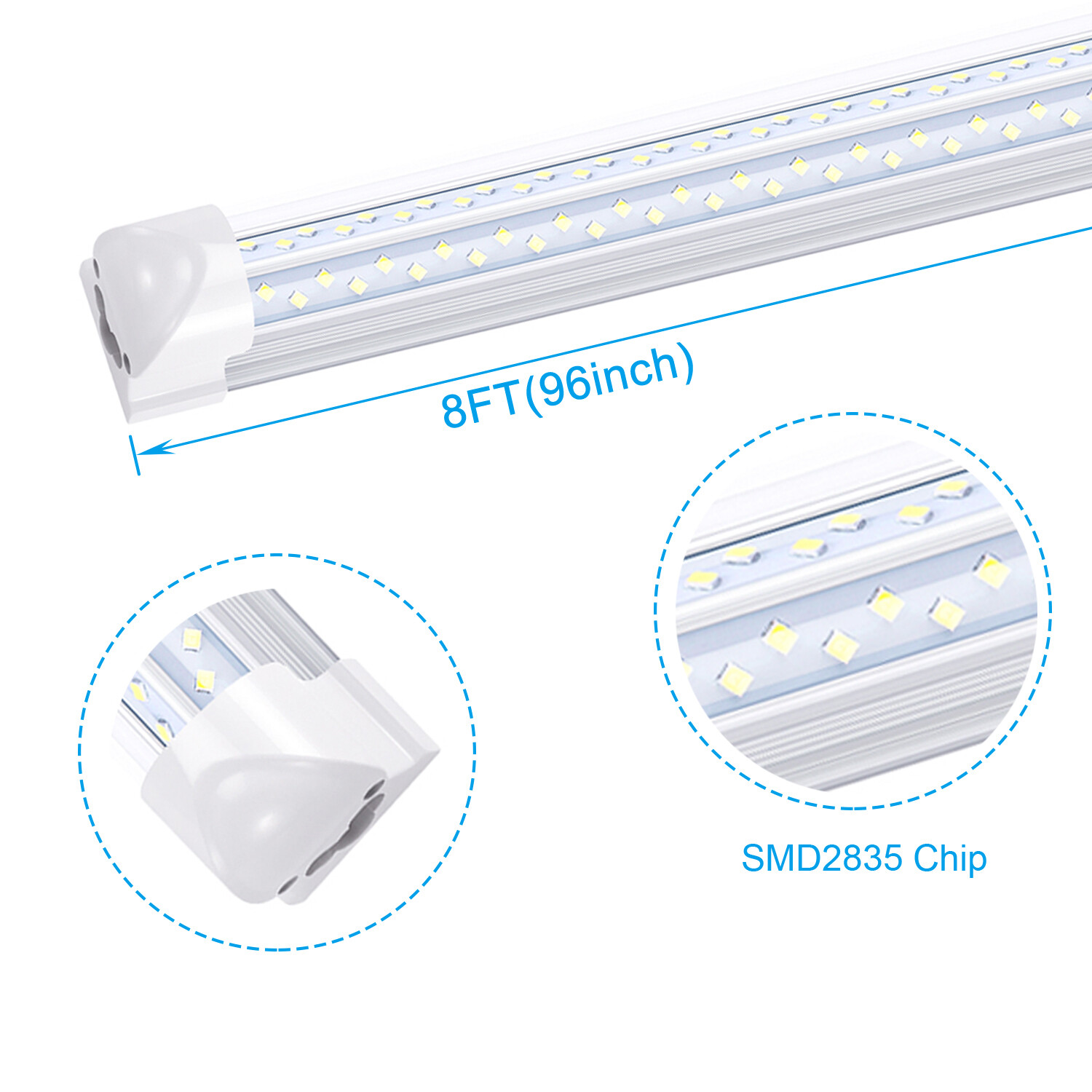 10Pack 8Foot 120W Integrated Led Light Bulbs T8 8FT Led Shop Light Fixture 6000K