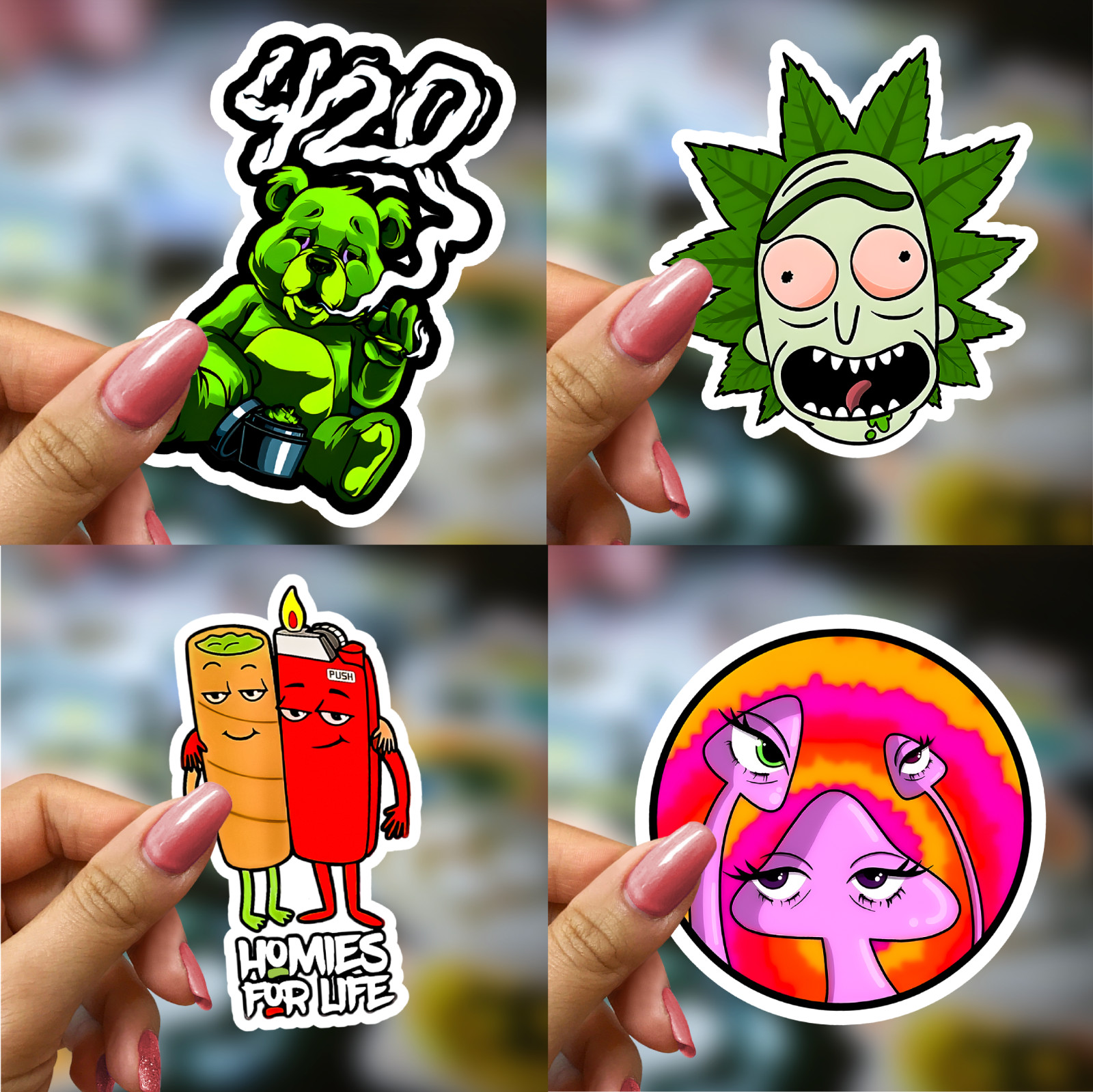50 Weed Sticker Pack – Skater Graffiti Cannabis Decals for Laptop, SKATE DECK